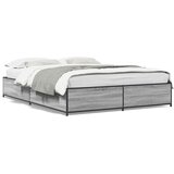  Okvir za krevet boja hrasta 150x200cm konstruirano drvo i metal Siva 150 x 200 cm | Shoptok.si