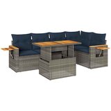  6-dijelni set vrtnih sofa poliratan i bagrem s jastucima sivi | shoptok.hr