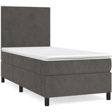 Box spring krevet s madracem tamnosivi 90x190 cm baršunasti | shoptok.hr