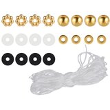 DIY set perli za narukvice prijateljstva od polimernih glina, bijele, crne i zlatne Slike