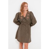 Trendyol Camel Collar Detailed Gingham Dress | shoptok.hr