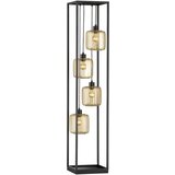 Fischer & Honsel Črna stoječa svetilka s steklenim senčilom (višina 150 cm) Caydo – Cene