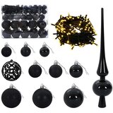  Umjetno božićno drvce s kuglicom 150 cm 150 LED lampica - Zelena 150 cm s LED-ima i crnim lopticama | shoptok.hr