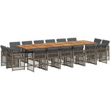 vidaXL 17-dijelni vrtni blagovaonski set s jastucima poliratan sivi | shoptok.hr