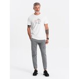 Ombre Spodnie męskie JOGGERY z kieszenią cargo - szare | shoptok.hr