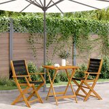  3-dijelni bistro set od polipropilen i masivnog drva crni | shoptok.hr