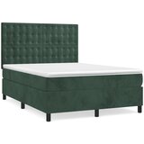 Maison Chic Box spring postelja - Vzmetna postelja z vzmetnico temno zelena 140x200 cm žamet SL9908, (21909005) | Shoptok.si