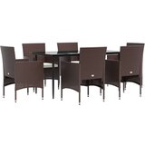  7-dijelni vrtni blagovaonski set s jastucima smeđe-crni | shoptok.hr