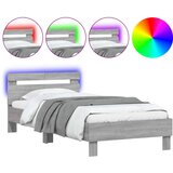 Maison Chic Posteljni okvir - Enojna postelja - Postelja za odrasle z vzglavjem in LED siva sonoma 100x200 cm-J9544, (21775273) | Shoptok.si