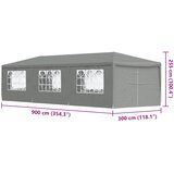 Šator za zabave 900 x 300 x 255 cm Svjetlosiva PE i čelik | shoptok.hr
