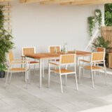 vidaXL 7-delni set za obedovanje Solid Wood Teak, zunanja jedilna miza 180x90x75 cm Solid Wood Teak, zložljivi vrtni stoli 2 kosa Solid Wood Teak in jeklo, zložljivi vrtni stoli 4 kosa Solid Wood Teak in jeklo | Shoptok.si