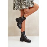 VINCEZA Women's Ankle Boots On Chunky Heels Insulated Made Of Natural Leather Black 66682 | ePonuda.com