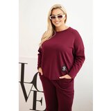 Kesi Włoski Plus Size women's set butter sweatshirt and pants with pockets plum Cene