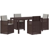  Vrtni set za objed s jastukom 5 pcs Smeđa i svjetlosiva PP | shoptok.hr