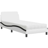 vidaXL Krevet s madracem bijeli-crni 90 x 190 cm od umjetne kože | shoptok.hr