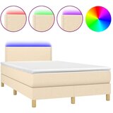  Box spring postelja z vzmetnico LED krem 120x200 cm blago, (20724149) | Shoptok.si
