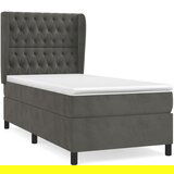 Maison Chic Box spring postelja - Vzmetna postelja z vzmetnico temno siva 90x200 cm žamet SL7842, (21903314) | Shoptok.si