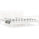 The Living Store Posteljni okvir z vzglavjem bel 180x200 cm trden les - Posteljni Okvir, (21527091) | Shoptok.si