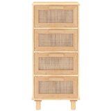  Komoda smeđa 40 x 30 x 90 cm masivna borovina i prirodni ratan | shoptok.hr