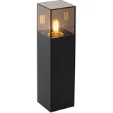 QAZQA Stoječa zunanja svetilka črna z dimnim senčnikom 30 cm - Danska