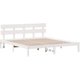  Krevetna konstrukcija Bijelo 200 x 200 cm Čvrsto borovo drvo Bijela 206.5 x 205.5 x 80.5 cm | Shoptok.si