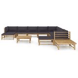 Maison Chic Seti vrtnega pohištva - Vrtna garnitura - Vrtni pohištvo set temno sive blazine 12-delna bambus, (21796414) | Shoptok.si