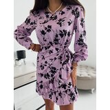 Fasardi Casual dress with ruffles lilac and black SF985 | shoptok.hr