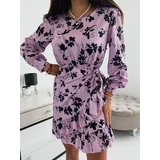 FASARDI Casual dress with ruffles lilac and black SF985