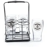 set kozarec za pivo 570ml in stojalo Pub Beer, 4 kos, steklo, kovina