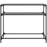  Konzolni stol s crnom staklenom površinom 98x35x81 cm čelični | shoptok.hr