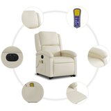  Električni masažni naslonjač na podizanje od umjetne kože krem | shoptok.hr