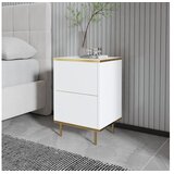Hanah home Noćni Ormarić Imaj 40x60x35cm Bijelo-Zlatni | Eponuda.ba