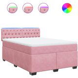vidaXL Box spring postelja z vzmetnico roza 140x190 cm žamet, (21309234) Cene