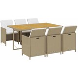  7-dijelni vrtni blagovaonski set od poliratana s jastucima bež 163 cm table length | shoptok.hr