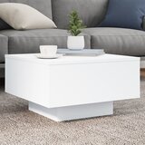 vidaXL Klubska mizica z LED lučmi bela 55x55x31 cm Cene