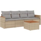  5-dijelni vrtni set sofa s jastucima bež od poliratana | shoptok.hr