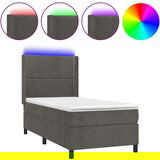  Box spring postelja z vzmetnico LED temno siva 90x200 cm žamet, (20929790) | Shoptok.si