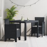 vidaXL 3-delni vrtnarinski jedilni set s blazinami antracitno sive barve iz poly rattana | Shoptok.si