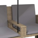 vidaXL Vrtni dvosjed sa suncobranom i tabureima bež od poliratana | shoptok.hr