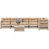 The Living Store Vrtna sedežna garnitura 7-delna z blazinami trdna borovina - Vrtna Sedežna Garnitura, (21464214) | Shoptok.si