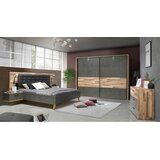 Time posteljna garnitura 180 cm x 200 cm , kovina, umetna masa, tekstil, leseni material antracit, barve hrasta, temno siva | Shoptok.si