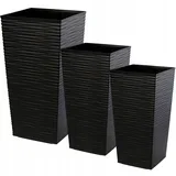 Komplet 3 vrtnih lončkov + vložki, visoki, veliki, črni 57+68+75 cm, (5000350797)