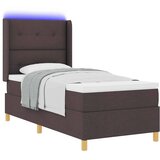  Krevet s opruga kutije s LED trakama Smeđa 90 x 190 cm tkanina | shoptok.hr