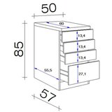 Flex-Well spodnja omarica s predali levi, svetlo siva, š. 50 cm | Shoptok.si