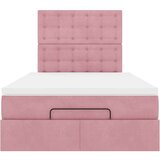 vidaXL Otomanski posteljni okvir z vzmetnicami roza 120x190cm žamet | Shoptok.si