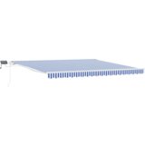 vidaXL Retraktilna tenda with Modra in bela 5 x 3 m Platno in kovina | Shoptok.si