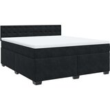 vidaXL Box spring postelja z vzmetnico črna 180x200 cm žamet | Shoptok.si