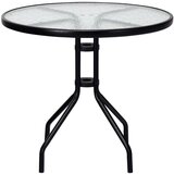 Costway Vrtna miza s steklenim vrhom in odprtino za dežnik Ø 70 x 71 cm, (5000007019) | Shoptok.si