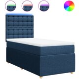 vidaXL Box spring postelja z vzmetnico modra 90x190 cm blago, (21292057) | Shoptok.si