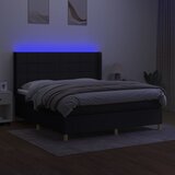  Krevet box spring s madracem LED crni 160x200 cm od tkanine | shoptok.hr